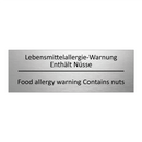 Lebensmittelallergie-Warnung Enthält /.../ - Food allergy warning Contains /.../