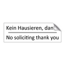 Kein Hausieren, danke - No soliciting thank you