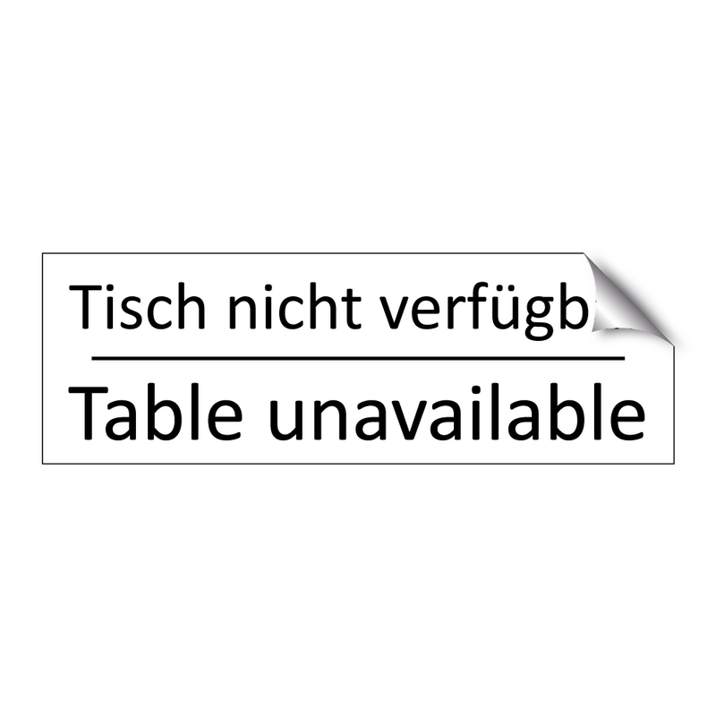 Tisch nicht verfügbar - Table unavailable