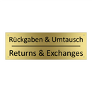 Rückgaben & Umtausch - Returns & Exchanges