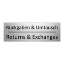 Rückgaben & Umtausch - Returns & Exchanges
