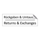 Rückgaben & Umtausch - Returns & Exchanges