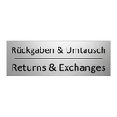 Rückgaben & Umtausch - Returns & Exchanges