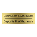 Einzahlungen & Abhebungen - Deposits & Withdrawals