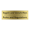 Regeln und Vorschriften - Rules and Regulations