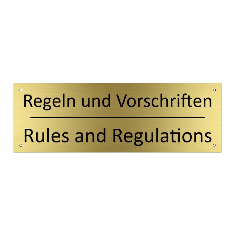 Regeln und Vorschriften - Rules and Regulations