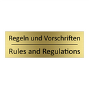 Regeln und Vorschriften - Rules and Regulations