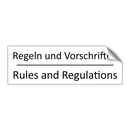 Regeln und Vorschriften - Rules and Regulations