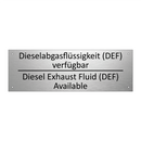 Dieselabgasflüssigkeit (DEF) verfügbar /.../ - Diesel Exhaust Fluid (DEF) Available /.../
