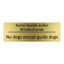 Keine Hunde außer Blindenhunde - No dogs except guide dogs