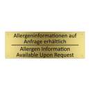 Allergeninformationen auf Anfrage /.../ - Allergen Information Available /.../