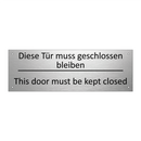 Diese Tür muss geschlossen bleiben /.../ - This door must be kept closed