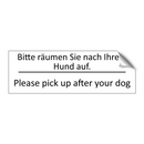 Bitte räumen Sie nach Ihrem Hund /.../ - Please pick up after your dog