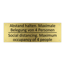 Abstand halten. Maximale Belegung /.../ - Social distancing. Maximum occupancy /.../