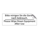 Bitte reinigen Sie die Geräte /.../ - Please Wipe Down Equipment After /.../