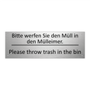Bitte werfen Sie den Müll in den /.../ - Please throw trash in the bin