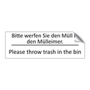 Bitte werfen Sie den Müll in den /.../ - Please throw trash in the bin
