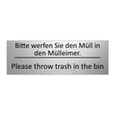Bitte werfen Sie den Müll in den /.../ - Please throw trash in the bin