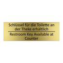 Schlüssel für die Toilette an /.../ - Restroom Key Available at Counter /.../