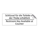 Schlüssel für die Toilette an /.../ - Restroom Key Available at Counter /.../
