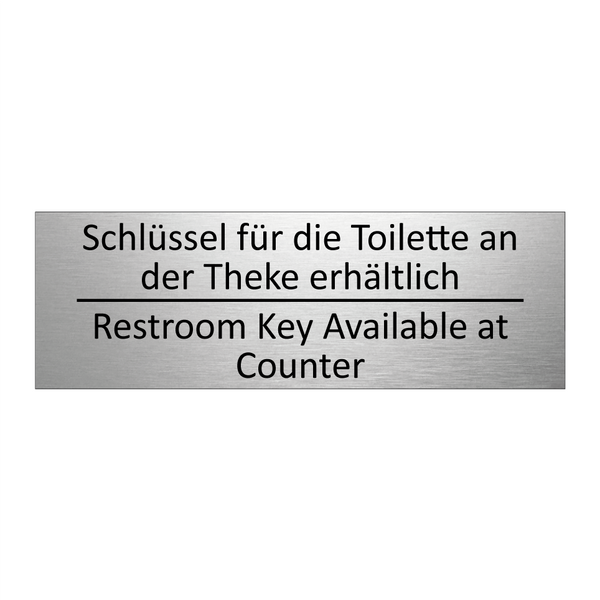 Schlüssel für die Toilette an /.../ - Restroom Key Available at Counter /.../