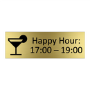 Happy Hour: 17:00 – 19:00