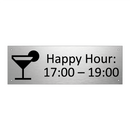 Happy Hour: 17:00 – 19:00