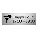 Happy Hour: 17:00 – 19:00