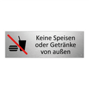 Keine Speisen oder Getränke von außen