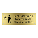 Schlüssel für die Toilette an der Theke erhältlich