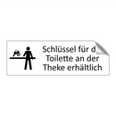 Schlüssel für die Toilette an der Theke erhältlich
