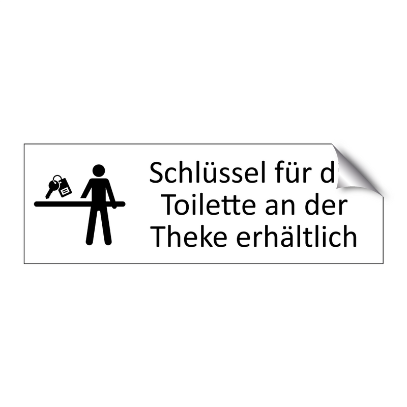 Schlüssel für die Toilette an der Theke erhältlich