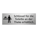 Schlüssel für die Toilette an der Theke erhältlich
