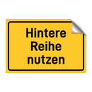 Hintere Reihe nutzen