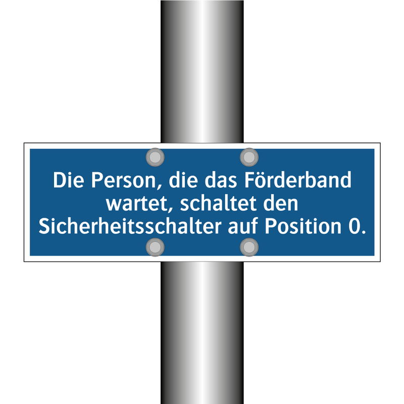 Die Person, die das Förderband wartet, schaltet den Sicherheitsschalter auf Position 0.