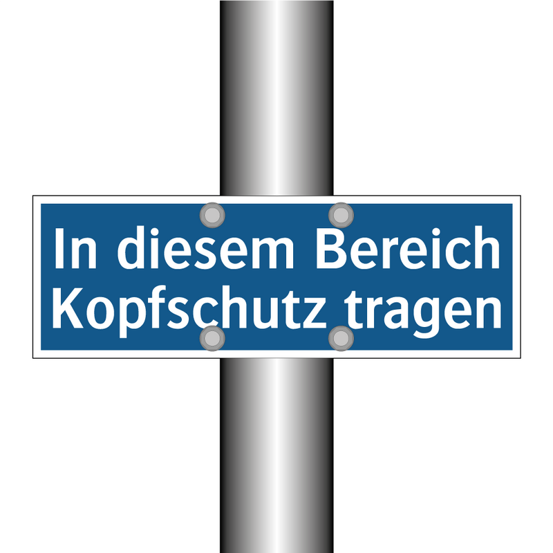 In diesem Bereich Kopfschutz tragen