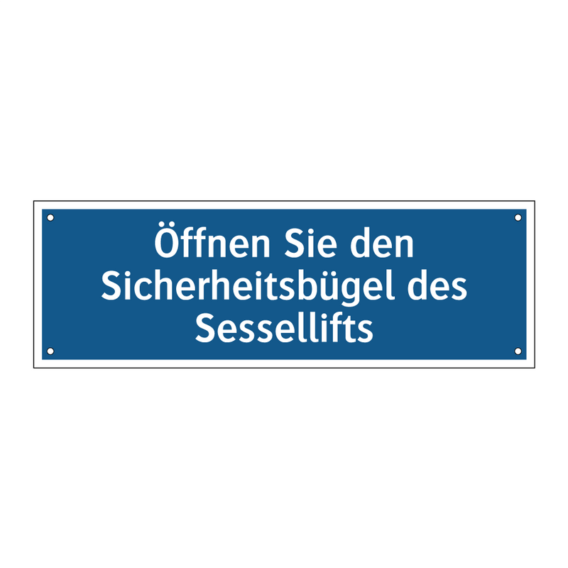 Öffnen Sie den Sicherheitsbügel des Sessellifts