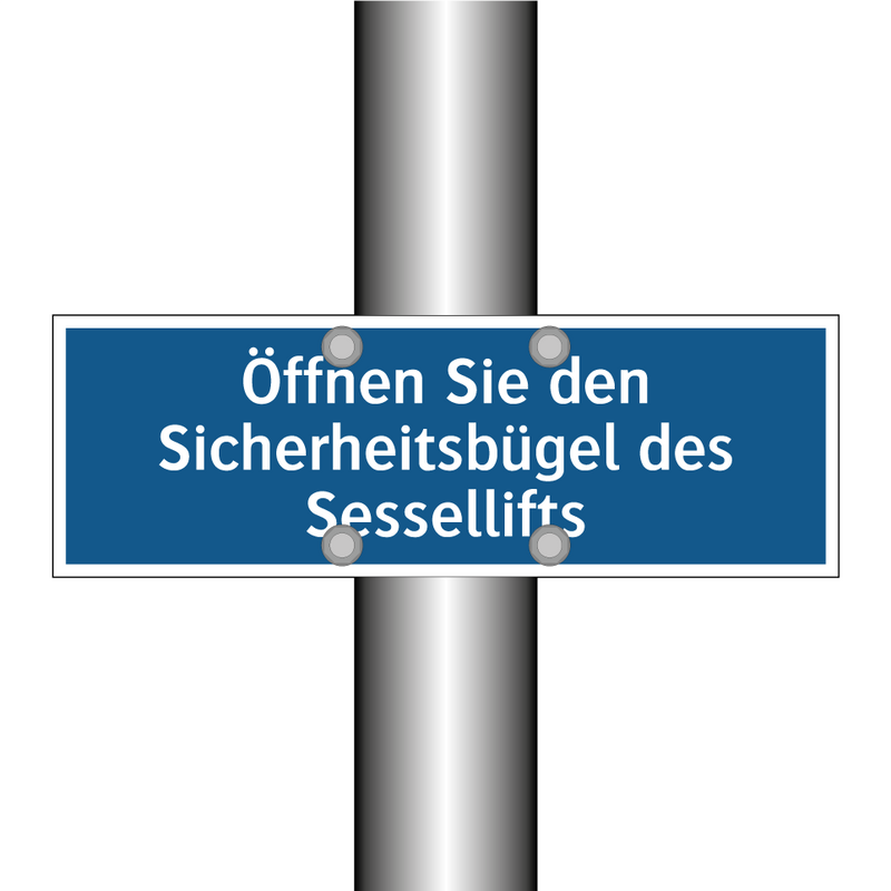 Öffnen Sie den Sicherheitsbügel des Sessellifts