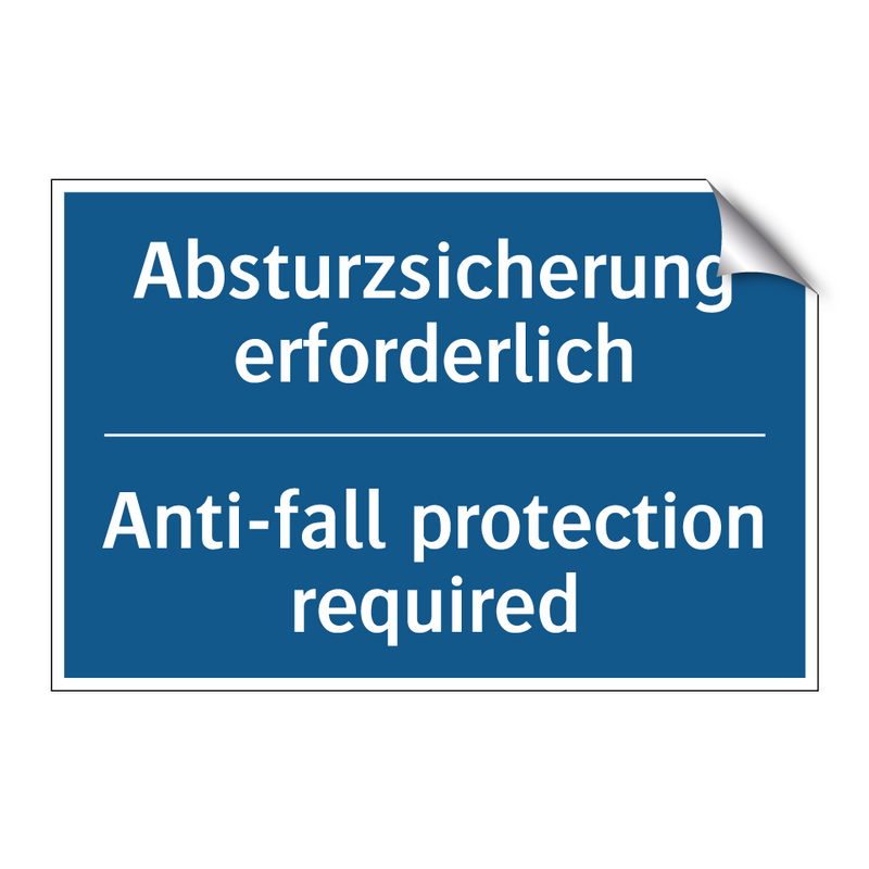 Absturzsicherung erforderlich - Anti-fall protection required
