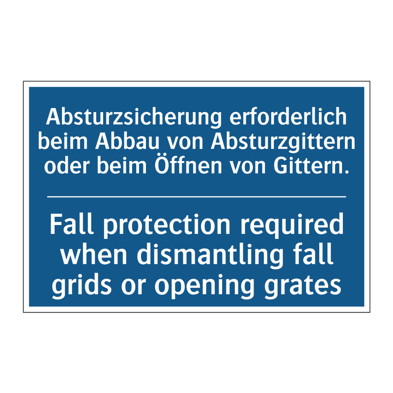 Absturzsicherung erforderlich /.../ - Fall protection required when /.../