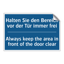 Halten Sie den Bereich vor der /.../ - Always keep the area in front /.../