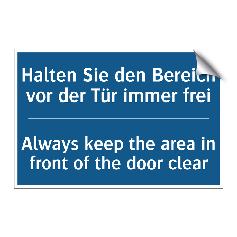 Halten Sie den Bereich vor der /.../ - Always keep the area in front /.../