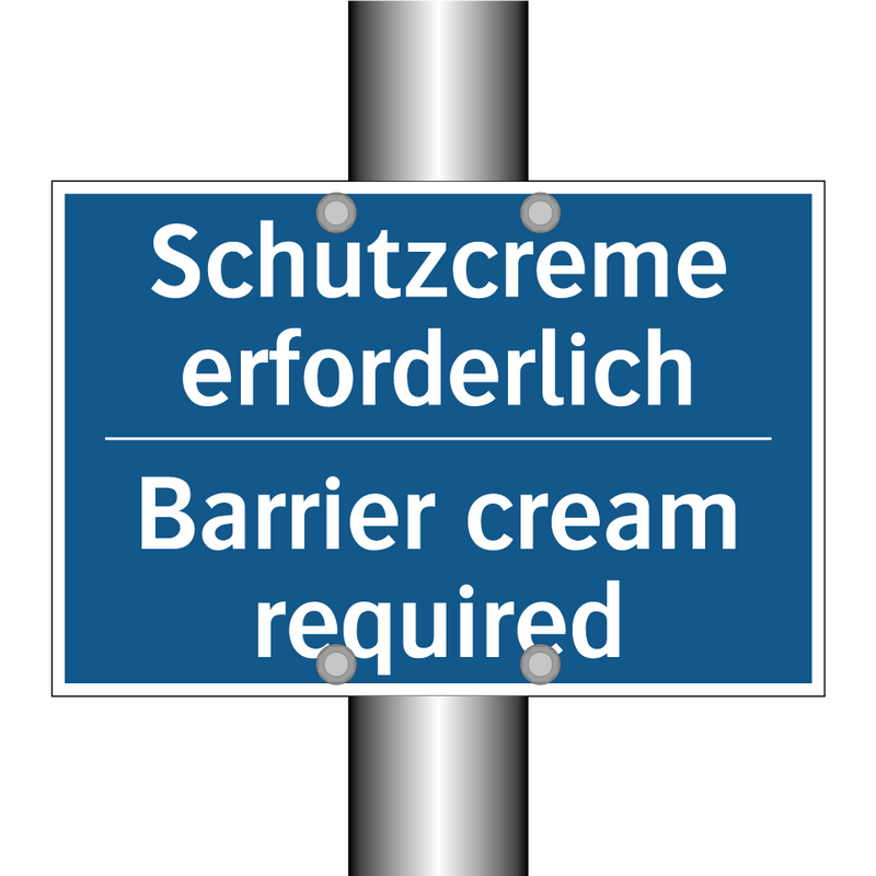 Schutzcreme erforderlich - Barrier cream required