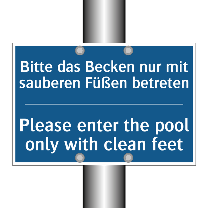 Bitte das Becken nur mit sauberen /.../ - Please enter the pool only with /.../