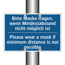 Bitte Maske tragen, wenn Mindestabstand /.../ - Please wear a mask if minimum /.../