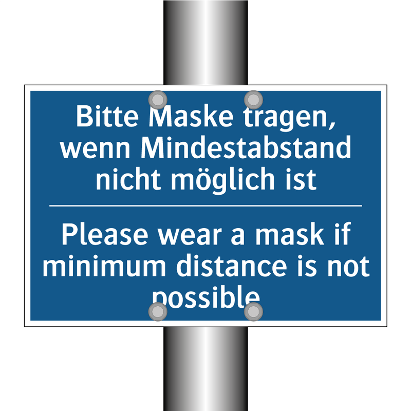 Bitte Maske tragen, wenn Mindestabstand /.../ - Please wear a mask if minimum /.../