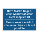 Bitte Maske tragen, wenn Mindestabstand /.../ - Please wear a mask if minimum /.../