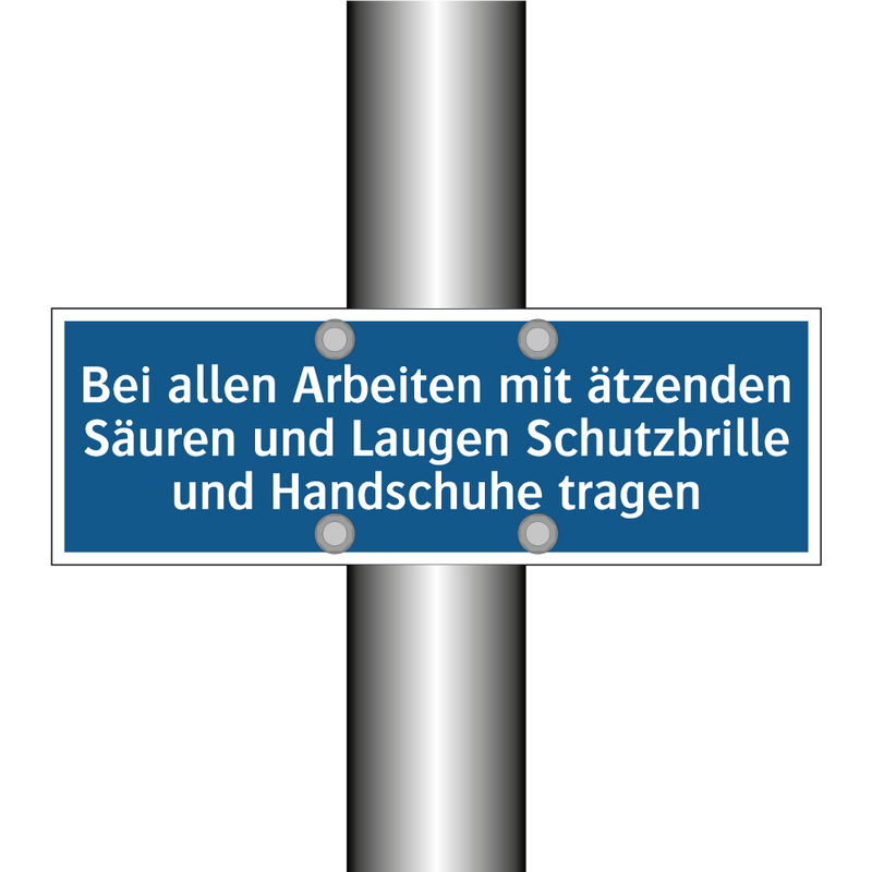 Bei allen Arbeiten mit ätzenden Säuren und Laugen Schutzbrille und Handschuhe tragen