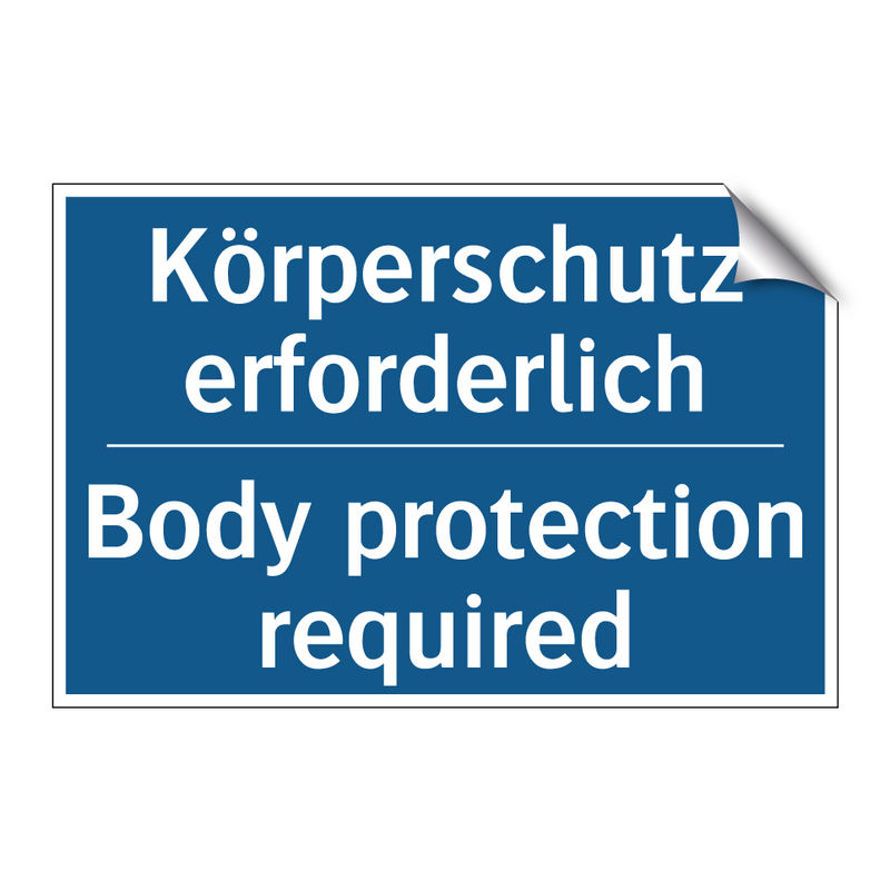 Körperschutz erforderlich - Body protection required