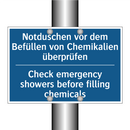 Notduschen vor dem Befüllen von /.../ - Check emergency showers before /.../